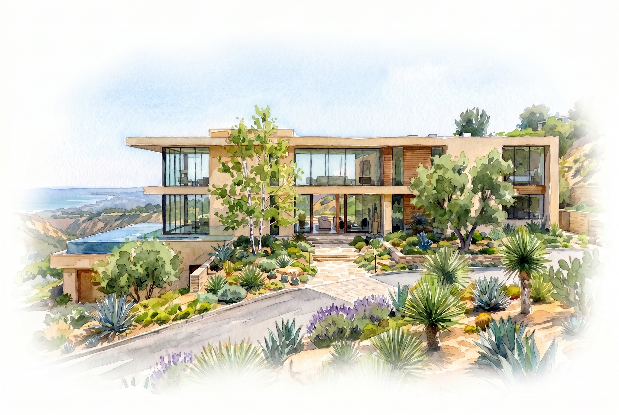Custom Watercolor Home Portrait