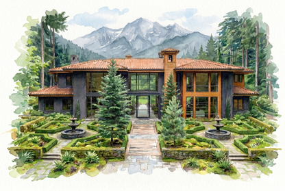 Custom Watercolor Home Portrait