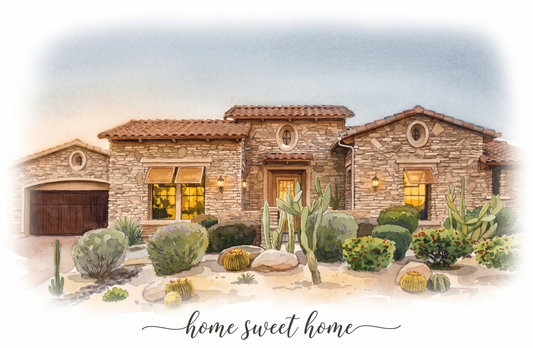 Custom Watercolor Home Portrait